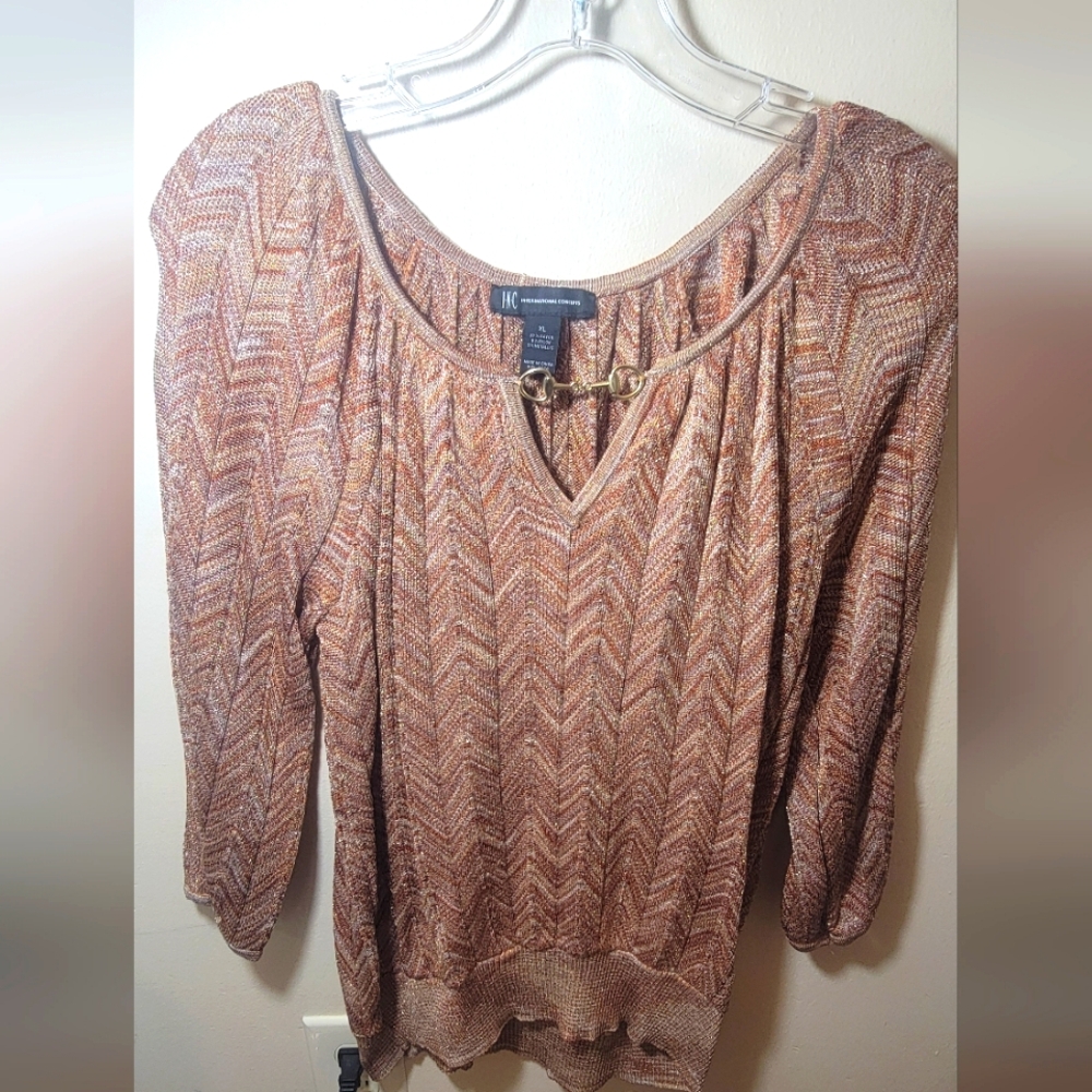 INC. Beautiful metallic bronze/beige top. Says XL but looks like Medium